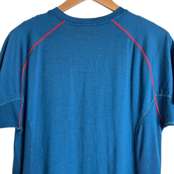 SMARTWOOL Merino Wool Tee Blue Performance Base Layer T-Shirt Men’s Large - Picture 4 of 8